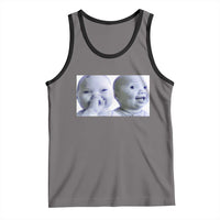 Funny Double Trouble Tuff Baby Meme Tank Top Viral AI Niche Baby Holding Laugh Duo Reaction - Wonder Print Shop