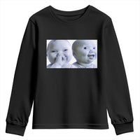 Funny Double Trouble Tuff Baby Meme Youth Sweatshirt Viral AI Niche Baby Holding Laugh Duo Reaction - Wonder Print Shop