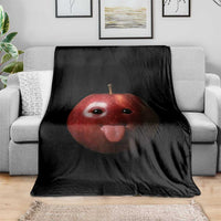 Cute Freaky Apple with Tongue Out Throw Blanket Funny Goofy AI Fruit Meme - Wonder Print Shop
