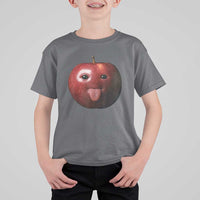 Cute Freaky Apple with Tongue Out T Shirt For Kid Funny Goofy AI Fruit Meme - Wonder Print Shop