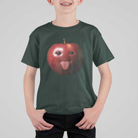 Cute Freaky Apple with Tongue Out T Shirt For Kid Funny Goofy AI Fruit Meme - Wonder Print Shop