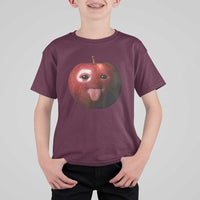 Cute Freaky Apple with Tongue Out T Shirt For Kid Funny Goofy AI Fruit Meme - Wonder Print Shop