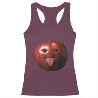 Cute Freaky Apple with Tongue Out Racerback Tank Top Funny Goofy AI Fruit Meme - Wonder Print Shop