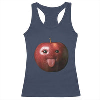 Cute Freaky Apple with Tongue Out Racerback Tank Top Funny Goofy AI Fruit Meme - Wonder Print Shop
