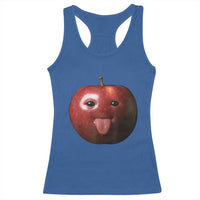 Cute Freaky Apple with Tongue Out Racerback Tank Top Funny Goofy AI Fruit Meme - Wonder Print Shop