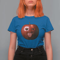 Cute Freaky Apple with Tongue Out T Shirt For Women Funny Goofy AI Fruit Meme - Wonder Print Shop