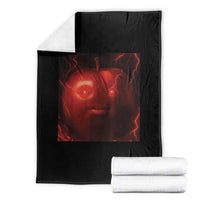 Evil Freaky Apple Meme Throw Blanket Creepy Dark AI Fruit Face With Glowing Eyes - Wonder Print Shop