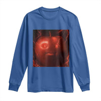 Evil Freaky Apple Meme Long Sleeve Shirt Creepy Dark AI Fruit Face With Glowing Eyes - Wonder Print Shop