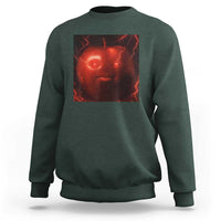 Evil Freaky Apple Meme Sweatshirt Creepy Dark AI Fruit Face With Glowing Eyes - Wonder Print Shop