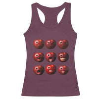 Funny Freaky Apple Faces Meme Graphic Racerback Tank Top Surreal Weird AI Fruit Emotions - Wonder Print Shop
