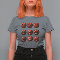Funny Freaky Apple Faces Meme Graphic T Shirt For Women Surreal Weird AI Fruit Emotions - Wonder Print Shop