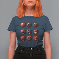 Funny Freaky Apple Faces Meme Graphic T Shirt For Women Surreal Weird AI Fruit Emotions - Wonder Print Shop
