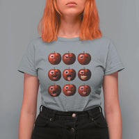 Funny Freaky Apple Faces Meme Graphic T Shirt For Women Surreal Weird AI Fruit Emotions - Wonder Print Shop