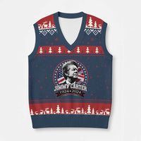 39th President Jimmy Carter V-Neck Knit Sweater Vest USA Legacy American Flag - Wonder Print Shop