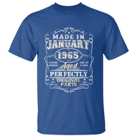 Retro Classic Made In January 1965 T Shirt Aged Perfectly Original Parts 60 Years Old Vintage 60th Birthday Men
