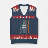 Irish Pride V-Neck Knit Sweater Vest American Flag Celtic Cross St Patricks Day - Wonder Print Shop