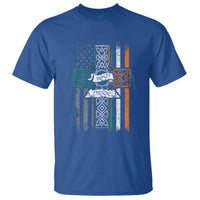 Irish Pride T Shirt American Flag Celtic Cross St Patricks Day
