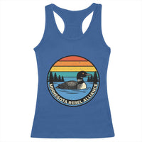 Minnesota Rebel Alliance Vintage Retro Sunset Loon Racerback Tank Top
