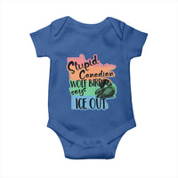 Stupid Canadian Wolf Bird Says Ice Out Baby Onesie Funny Activist Loon Minnesota Rebel Rainbow