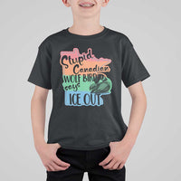 Stupid Canadian Wolf Bird Says Ice Out T Shirt For Kid Funny Activist Loon Minnesota Rebel Rainbow
