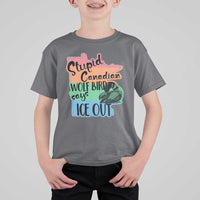 Stupid Canadian Wolf Bird Says Ice Out T Shirt For Kid Funny Activist Loon Minnesota Rebel Rainbow