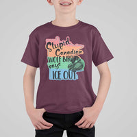 Stupid Canadian Wolf Bird Says Ice Out T Shirt For Kid Funny Activist Loon Minnesota Rebel Rainbow