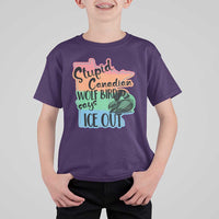 Stupid Canadian Wolf Bird Says Ice Out T Shirt For Kid Funny Activist Loon Minnesota Rebel Rainbow