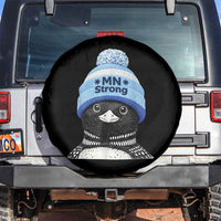 MN Strong Winter Loon with Blue Beanie Spare Tire Cover Stand with Minnesota Justice Protest