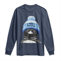 MN Strong Winter Loon with Blue Beanie Long Sleeve Shirt Stand with Minnesota Justice Protest