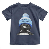 MN Strong Winter Loon with Blue Beanie Toddler T Shirt Stand with Minnesota Justice Protest