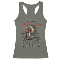 Funny I'm Chief Pokalotatwat from The Tribe Racerback Tank Top Indigenous Native American Vintage Headdress