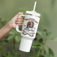Funny I'm Chief Pokalotatwat from The Tribe Tumbler With Handle Indigenous Native American Vintage Headdress