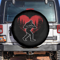 Funny Valentine Bigfoot in Love Heart Hand Sign Spare Tire Cover Romantic Sasquatch in Forest Valentines Day