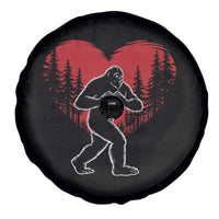 Funny Valentine Bigfoot in Love Heart Hand Sign Spare Tire Cover Romantic Sasquatch in Forest Valentines Day