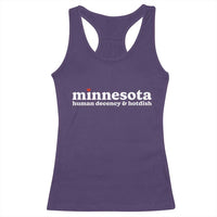 Minnesota Human Decency and Hotdish Racerback Tank Top MN Nice Social Justice and Human Rights