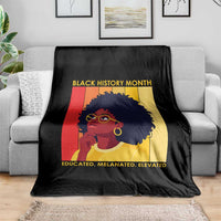 Black History Month Afro Woman Throw Blanket Educated Melanated Elevated African American Empowerment