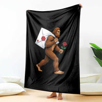 Funny Valentine Bigfoot with Heart Sack Bag Throw Blanket Romantic Sasquatch Love Letter Valentines Day
