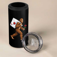 Funny Valentine Bigfoot with Heart Sack Bag 4 in 1 Can Cooler Tumbler Romantic Sasquatch Love Letter Valentines Day