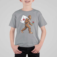 Funny Valentine Bigfoot with Heart Sack Bag T Shirt For Kid Romantic Sasquatch Love Letter Valentines Day