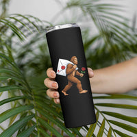Funny Valentine Bigfoot with Heart Sack Bag Skinny Tumbler Romantic Sasquatch Love Letter Valentines Day
