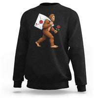 Funny Valentine Bigfoot with Heart Sack Bag Sweatshirt Romantic Sasquatch Love Letter Valentines Day