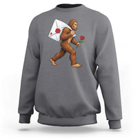 Funny Valentine Bigfoot with Heart Sack Bag Sweatshirt Romantic Sasquatch Love Letter Valentines Day
