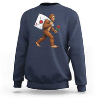 Funny Valentine Bigfoot with Heart Sack Bag Sweatshirt Romantic Sasquatch Love Letter Valentines Day