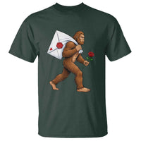 Funny Valentine Bigfoot with Heart Sack Bag T Shirt Romantic Sasquatch Love Letter Valentines Day