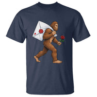 Funny Valentine Bigfoot with Heart Sack Bag T Shirt Romantic Sasquatch Love Letter Valentines Day