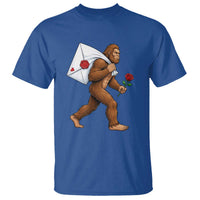 Funny Valentine Bigfoot with Heart Sack Bag T Shirt Romantic Sasquatch Love Letter Valentines Day