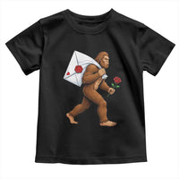 Funny Valentine Bigfoot with Heart Sack Bag Toddler T Shirt Romantic Sasquatch Love Letter Valentines Day