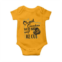 Stupid Canadian Wolf Bird Says Ice Out Baby Onesie Funny Activist Loon Minnesota Rebel