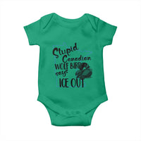 Stupid Canadian Wolf Bird Says Ice Out Baby Onesie Funny Activist Loon Minnesota Rebel