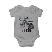 Stupid Canadian Wolf Bird Says Ice Out Baby Onesie Funny Activist Loon Minnesota Rebel